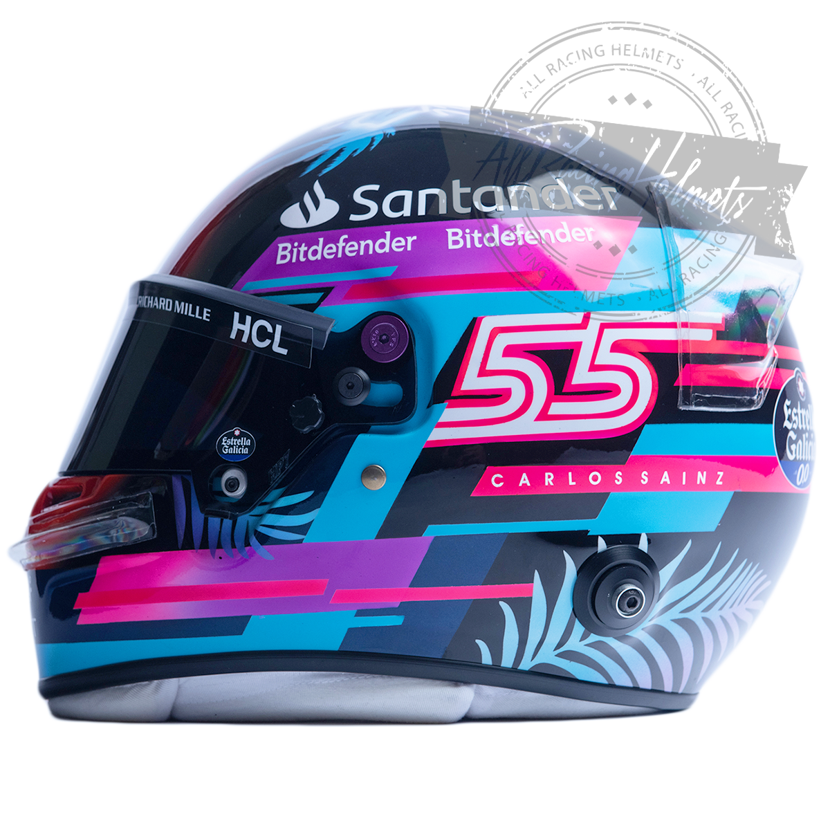 custom motorcycle helmets miami Carlos Sainz 2023 Miami GP F1 Replica Helmet | Full Scale 1:1