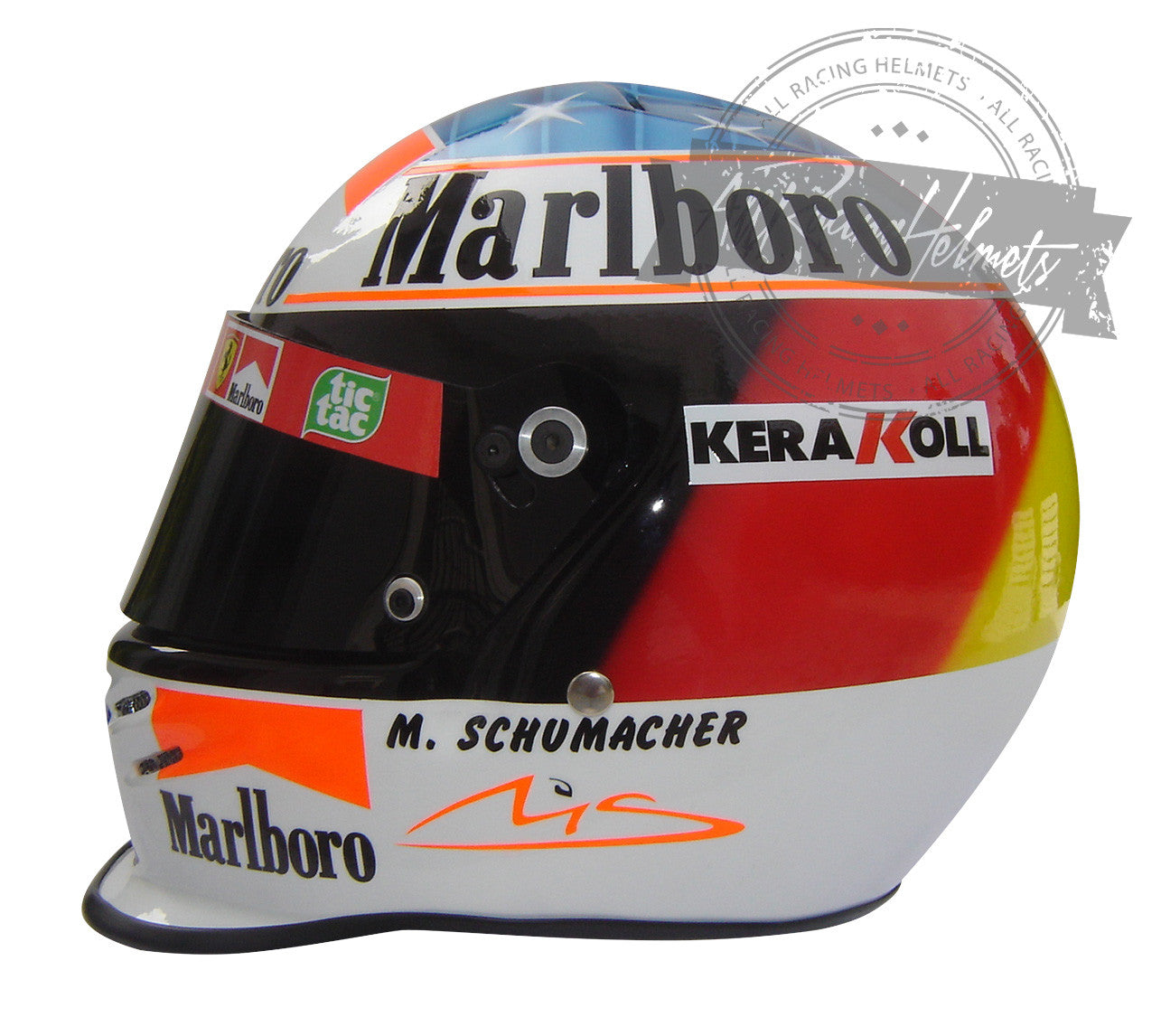 1998 snel motorcycle helmet Michael Schumacher Suzuka GP Chromed Bell replica signed Formula 1 Memorabilia Valentino Rossi VTG Shoei Elite Series Snell