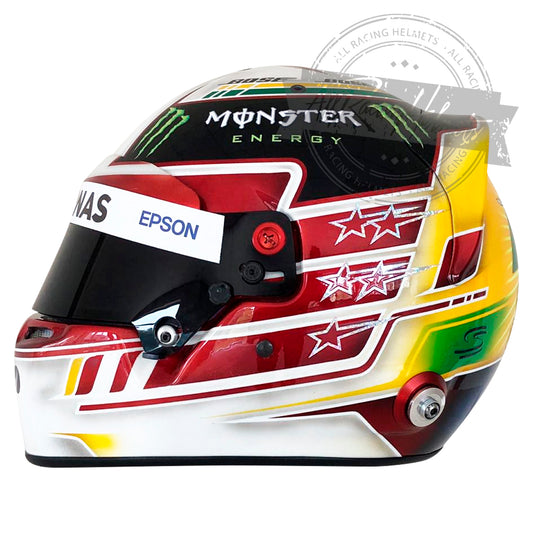 Casque réplique F1 de Lewis Hamilton Grand Prix du Brésil 2018 Échelle 1:1