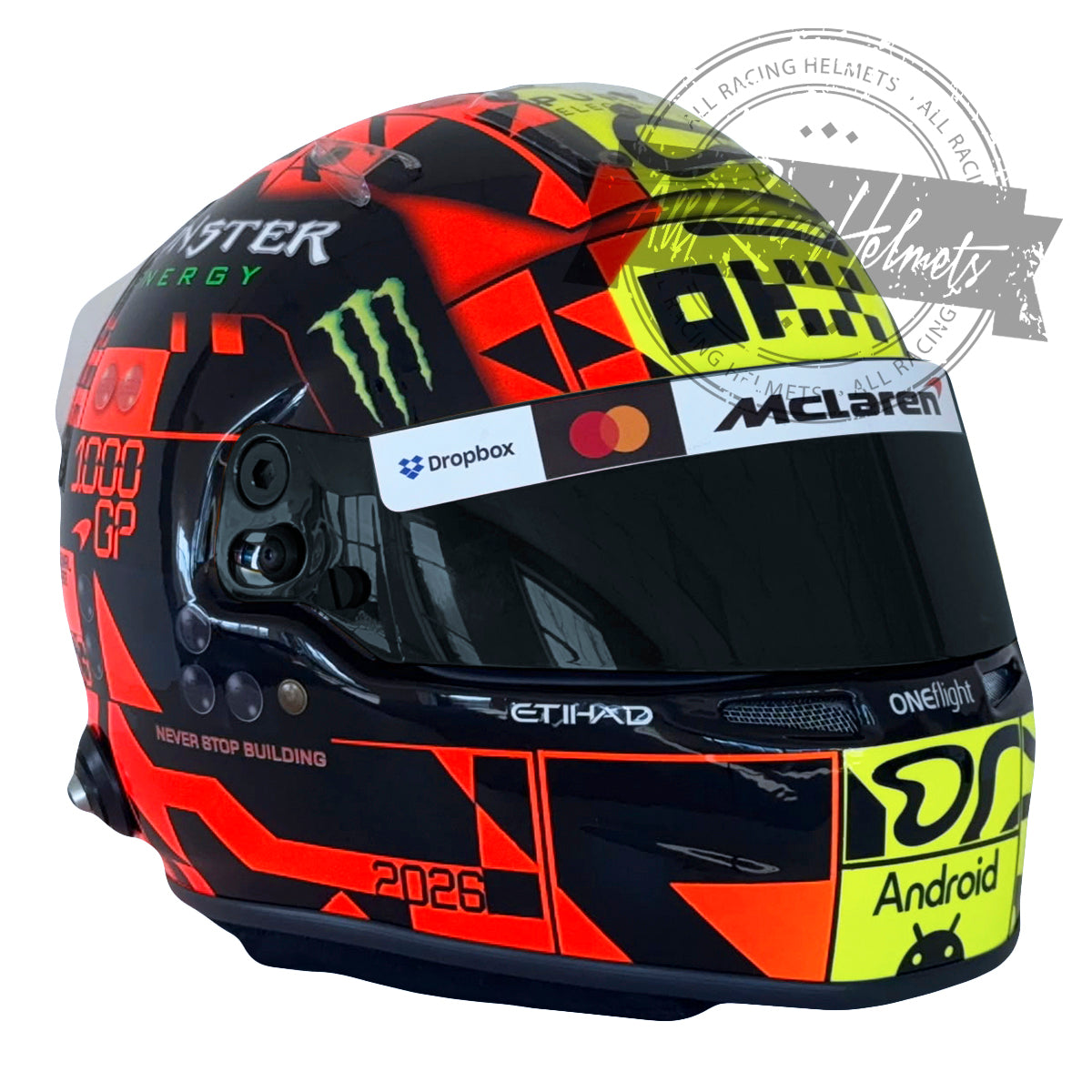 Casco réplica Lando Norris F1 2026 escala 1:1