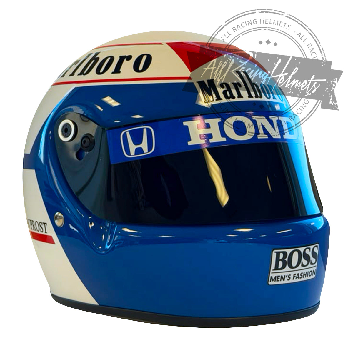Casque réplique F1 Alain Prost 1989 à l'échelle 1:1