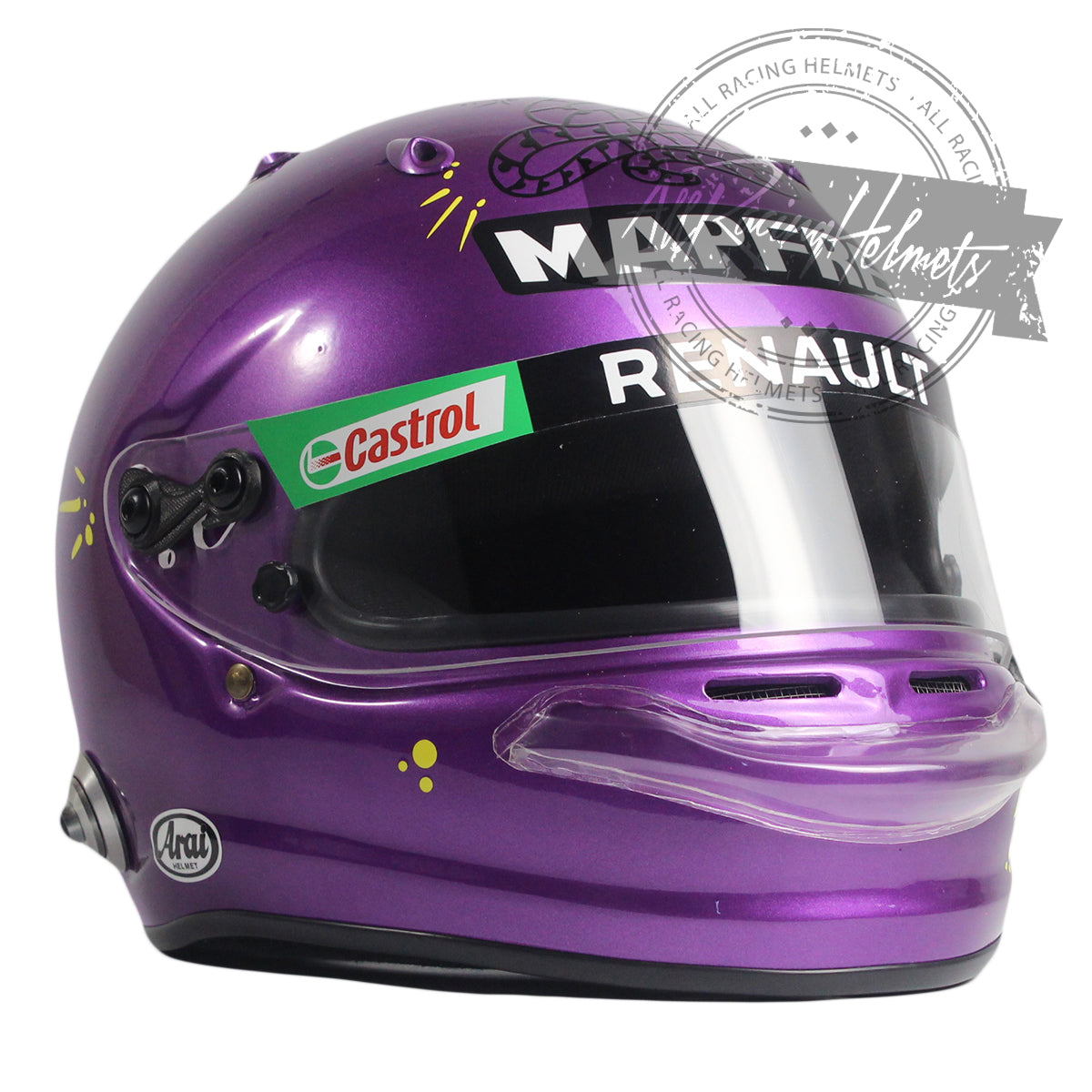 arai f1 helmets for sale Fernando Alonso 2003 Signed Helmet created at half scale (1 Bell HP77 Lewis Hamilton/Ferrari 2025