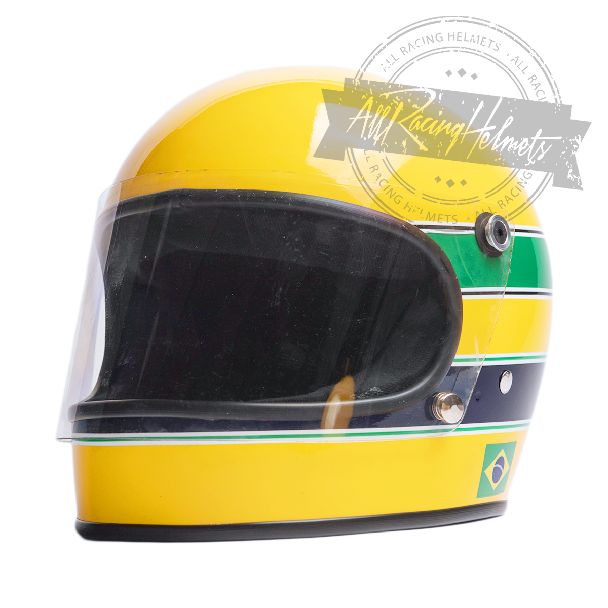 Casque réplique Ayrton Senna Formule Ford 1600 de 1981, échelle 1:1