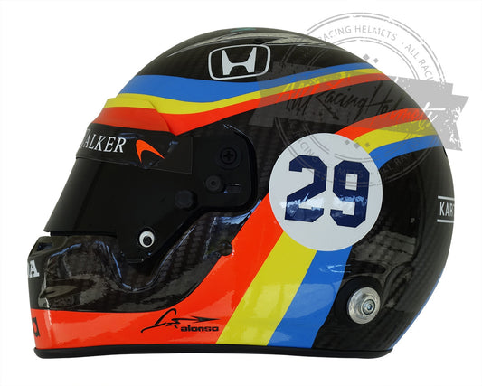 Casque réplique Fernando Alonso Indy 500 2017 à l'échelle 1:1