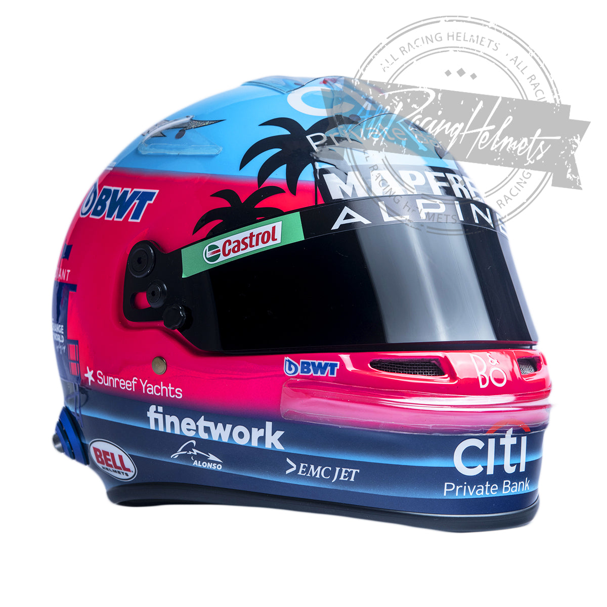 Casque réplique Fernando Alonso 2022 Miami GP F1 Échelle 1:1