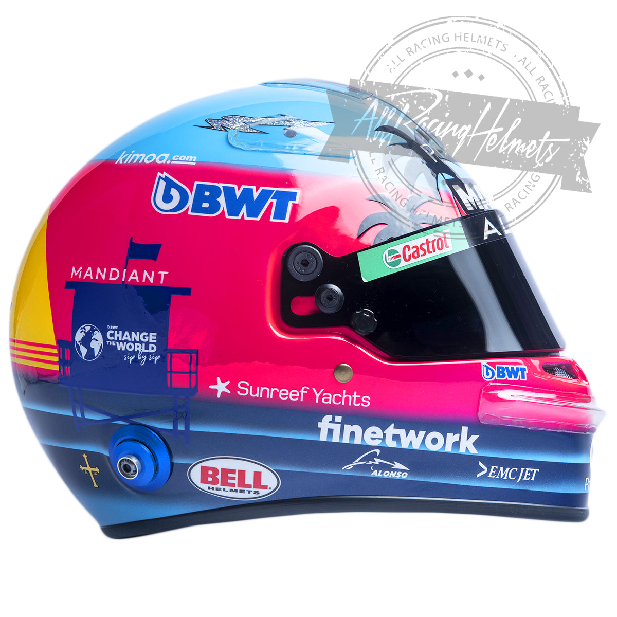 Casque réplique Fernando Alonso 2022 Miami GP F1 Échelle 1:1