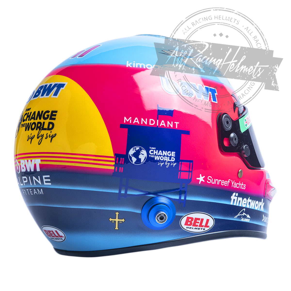 Casque réplique Fernando Alonso 2022 Miami GP F1 Échelle 1:1