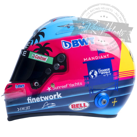 Casque réplique F1 Fernando Alonso Grand Prix de Miami 2022 Échelle 1:1