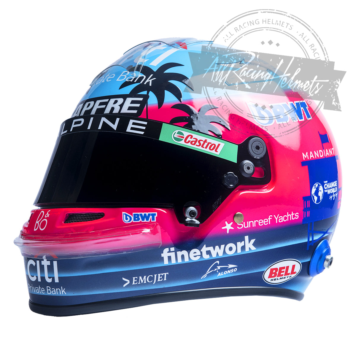 Casque réplique Fernando Alonso 2022 Miami GP F1 Échelle 1:1