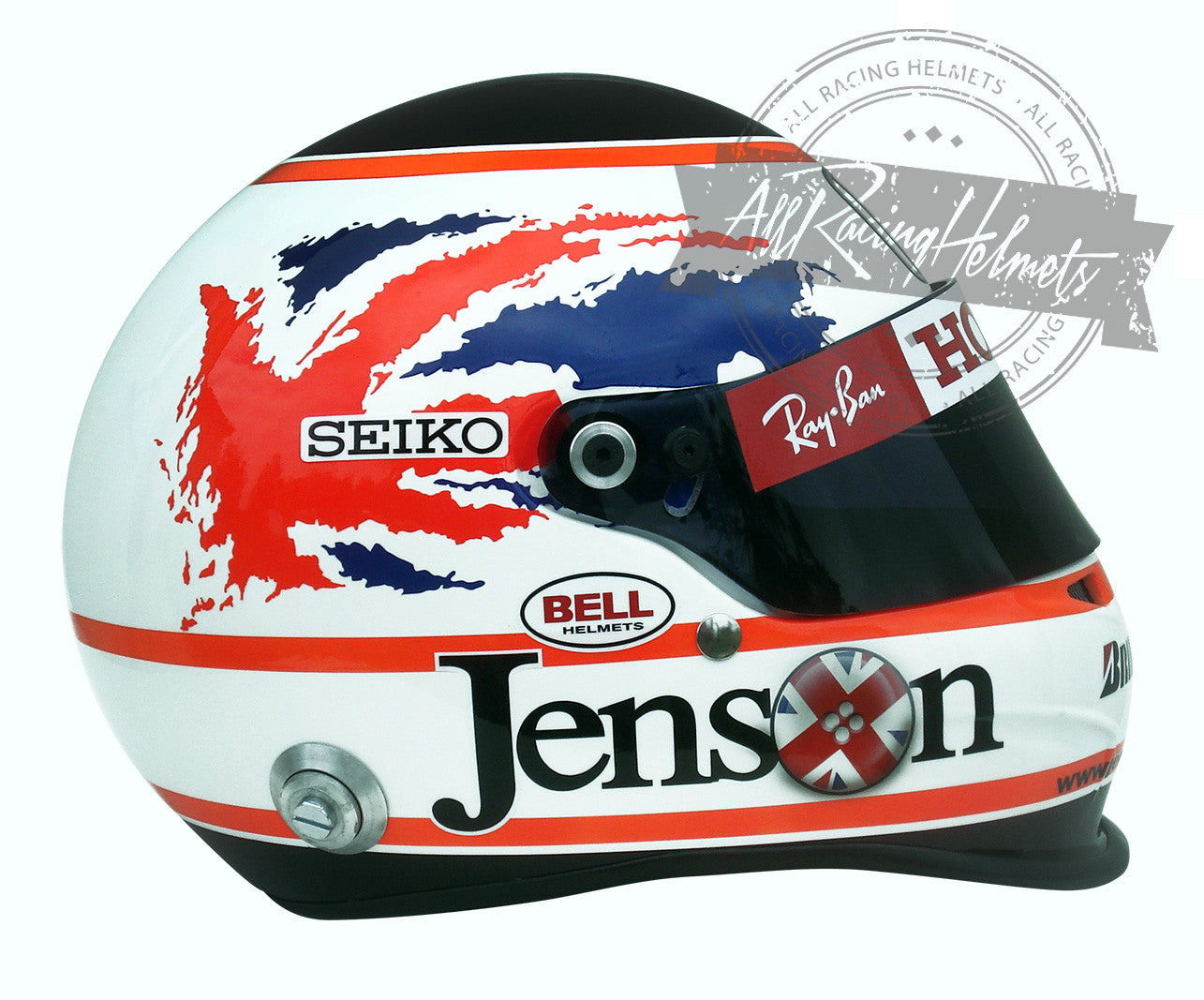 Casco réplica Jenson Button 2008 GP F1 Silverstone Escala 1:1