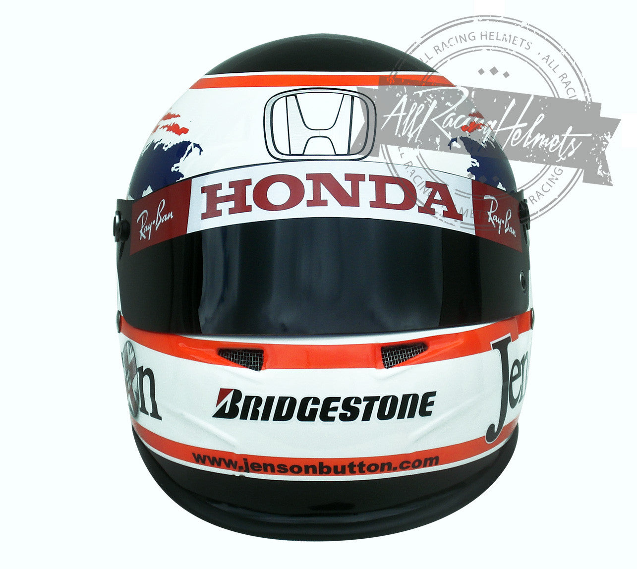 Casco réplica Jenson Button 2008 GP F1 Silverstone Escala 1:1