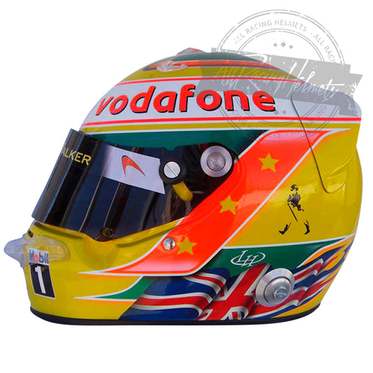 Casque réplique Lewis Hamilton 2010 Silverstone GP F1 échelle 1:1