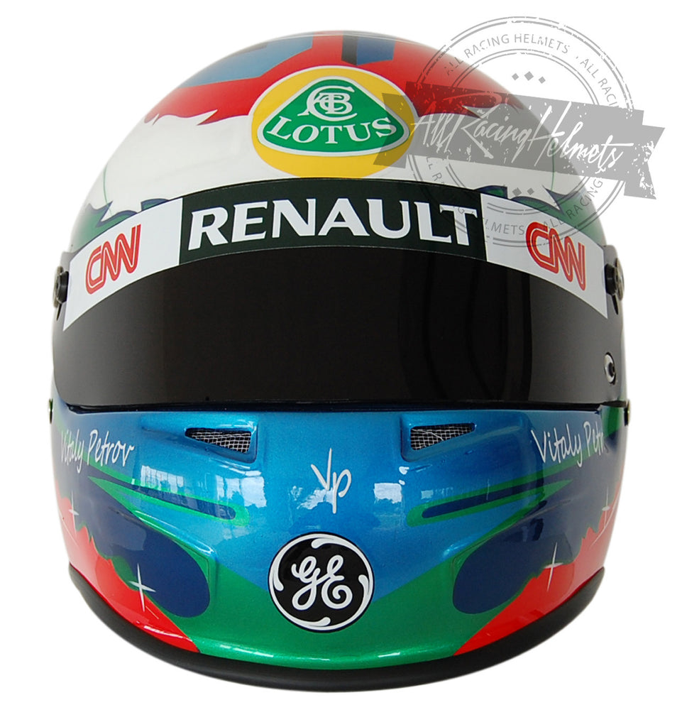 Casque Helmet Vitaly Petrov 2011 Scale 1/2 Lotus Renault Casque Helmet Vitaly Petrov 2011 Scale 1/2 Lotus Renault